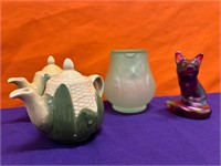 Shawnee Pottery Corn Tea Pot, Fenton Fox Figurine