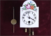 German Mini Porcelain Enamel-Face Pendulum Clock