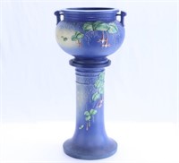 Roseville Blue Fuchsia Jardiniere Pot & Pedestal S