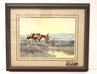 Ron Stewart Watercolor Western Water Break Paintin