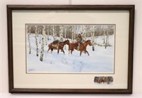 Ron Stewart Watercolor Western Winter Birch Painti