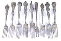 Antique Sterling Silver Souvenir Forks - 9.6oz ttl