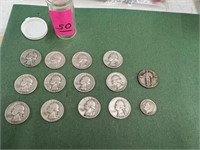 Silver quarters and dime