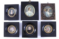 French Antique Mini Portraits incl Ivory (6)