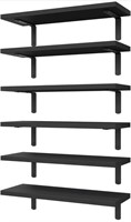 WOPITUES SET OF 6 FLOATING SHELVES (BLACK) 16.5 X