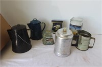 Enamel Coffee Pots, Perculator, Sifter, More