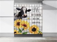 LEFT THE GATE OPEN COW SUNFLOWERS DISHWASHR COVER