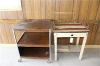 Three Tiered Wheeled Cart , Table with Drawer,