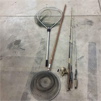 Q2 5pc Fishing Equipment: Poles, Nets, Daiwa