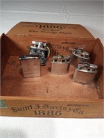Cigar Box and Five Lighters