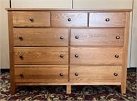 Solid Oak 9 Drawer Dresser Made in USA
