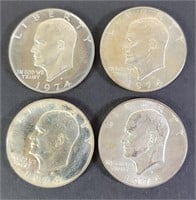 1974 Eisenhower Silver Dollar Coins (4)