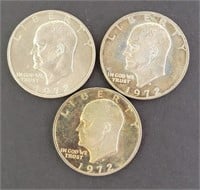 1972 Eisenhower Silver Dollar Coins (3)
