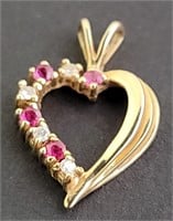 14k Diamond & Ruby Heart Pendant