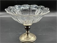 Glass Candy Dish w/ Gorham Sterling Weighted  Base