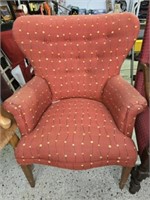 Red Orange Polka Dot Upholstered Chair