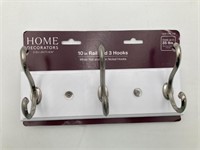 Home Decorators 10" Rail and 3 Hooks-Hold up to 35