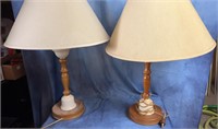 Pair Table Lamps w/Shades 27"