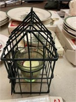 Metal cage candle holder decor