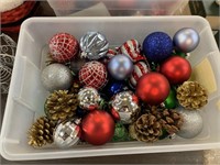 Tote of Christmas ornaments