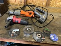 3 Power Tools and assorted Grinding Wheels