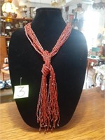 Vtg Glass Seed Knot Necklace