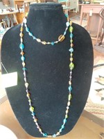 Vtg Long Necklace Glass Beads