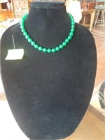 Vtg Glass Beads Emerald Necklace