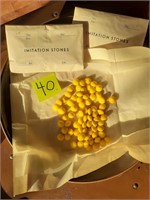 Vtg 3 envelopes Glass Stones Round Yellow Czech