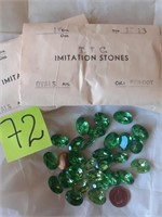 Vtg 4 envelopes Oval Stones Foiled Peridot 18/13 C