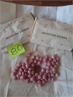Vtg 3 envelopes Round Stones Pink Czech