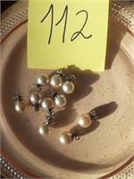 Vtg Lot 5 Pairs Pearl Studs Japan