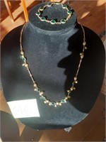 Vtg Set Swarovski Necklace & Bracelet Emerald
