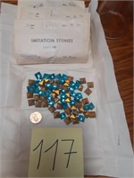 Vtg 4 envelopes Sq Crystals Foiled Aqua 10mm Czech