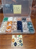 Vtg Box Glass/Acrylic Cabs-Drop Beads Czech