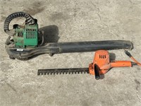 Gas Powered Leaf Blower and Electric Hedge Trimmer
