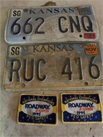 2 Kansas Car Tags, 2 Roadway Express Patches
