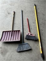 2 Brooms, Snow Shovel, and an extra Handle
