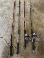 4 Fishing Rods, 2 w/ Synergy Steel Reels