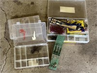 3 Small Tackle Boxes w/ fishing supplies and worms