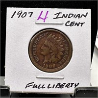 1907 INDIAN HEAD PENNY CENT FULL LIBERTY