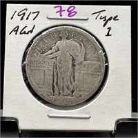 1917 TYPE 1 STANDING LIBERTY SILVER QUARTER