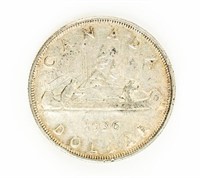 Coin 1936 Canada Silver (80%) Dollar-EF