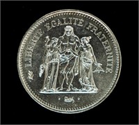 Coin Silver 1977 50 Francs France Hercules-BU