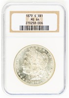 Coin 1879-S Morgan Silver Dollar-NGC MS64
