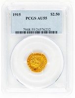 Coin Gold 1915 $2.50 Indian Head-PCGS-AU55