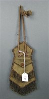 Vintage Leather & Carnival Glass Beaded Purse