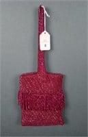 Vintage Red Carnival Glass Beaded Handled Purse