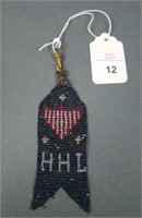 Carnival Glass Beaded Monogrammed Watch Fob