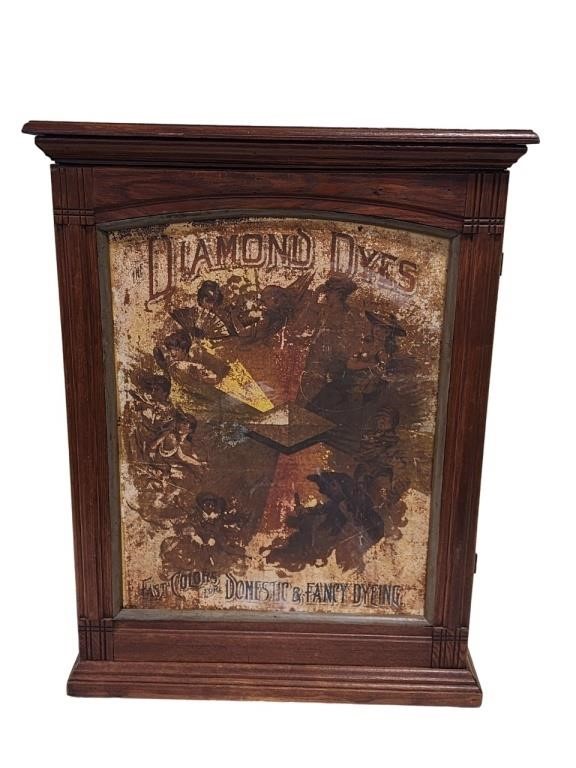 Early Diamond Dye Cabinet with Tin Lithograph